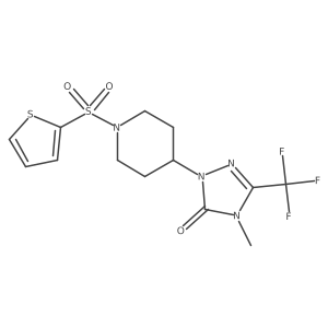 4-methyl-1-(1-(thiophen-2-ylsulfonyl)piperidin-4-yl)-3-(trifluoromethyl)-1H-1,2,4-triazol-5(4H)-one结构式