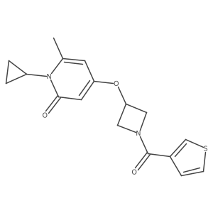 1-cyclopropyl-6-methyl-4-((1-(thiophene-3-carbonyl)azetidin-3-yl)oxy)pyridin-2(1H)-one结构式
