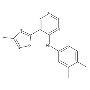 N-(4-fluoro-3-methylphenyl)-5-(3-methyl-1,2,4-oxadiazol-5-yl)pyrimidin-4-amine结构式