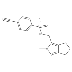 4-cyano-N-((2-methyl-2,4,5,6-tetrahydrocyclopenta[c]pyrazol-3-yl)methyl)benzenesulfonamide结构式