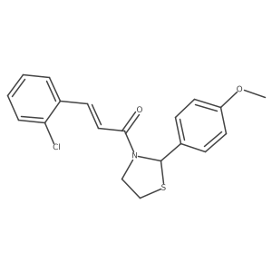 (E)-3-(2-chlorophenyl)-1-(2-(4-methoxyphenyl)thiazolidin-3-yl)prop-2-en-1-one Structure