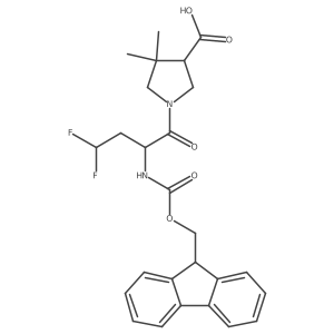 1-[2-({[(9H-fluoren-9-yl)methoxy]carbonyl}amino)-4,4-difluorobutanoyl]-4,4-dimethylpyrrolidine-3-carboxylic acid Structure
