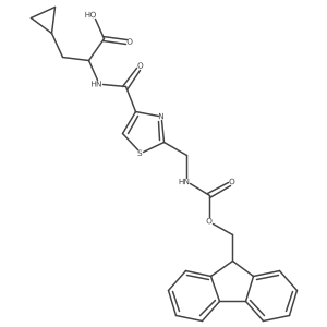 3-cyclopropyl-2-({2-[({[(9H-fluoren-9-yl)methoxy]carbonyl}amino)methyl]-1,3-thiazol-4-yl}formamido)propanoic acid Structure