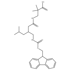 3-{3-[({[(9H-fluoren-9-yl)methoxy]carbonyl}amino)methyl]-5-methylhexanamido}-2,2-dimethylpropanoic acid Structure