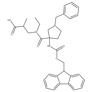 3-{1-[1-benzyl-3-({[(9H-fluoren-9-yl)methoxy]carbonyl}amino)pyrrolidin-3-yl]-N-ethylformamido}-2-methylpropanoic acid Structure