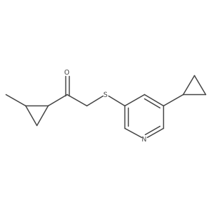 2-[(5-Cyclopropylpyridin-3-yl)sulfanyl]-1-(2-methylcyclopropyl)ethan-1-one结构式