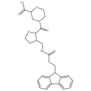 4-{3-[({[(9H-fluoren-9-yl)methoxy]carbonyl}amino)methyl]oxolane-2-carbonyl}morpholine-2-carboxylic acid结构式