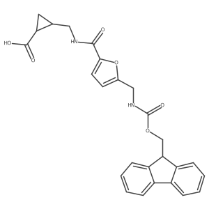 rac-(1R,2S)-2-[({5-[({[(9H-fluoren-9-yl)methoxy]carbonyl}amino)methyl]furan-2-yl}formamido)methyl]cyclopropane-1-carboxylic acid结构式