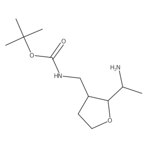 tert-butyl N-{[(3S)-2-[(1R)-1-aminoethyl]oxolan-3-yl]methyl}carbamate结构式