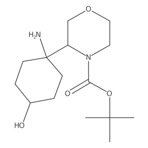 Tert-butyl 3-(1-amino-4-hydroxycyclohexyl)morpholine-4-carboxylate结构式