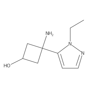3-amino-3-(1-ethyl-1H-pyrazol-5-yl)cyclobutan-1-ol结构式