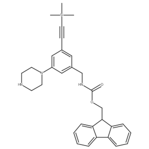 (9H-fluoren-9-yl)methyl N-{[3-(piperazin-1-yl)-5-[2-(trimethylsilyl)ethynyl]phenyl]methyl}carbamate结构式