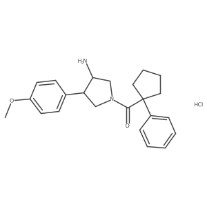 4-(4-Methoxyphenyl)-1-(1-phenylcyclopentanecarbonyl)pyrrolidin-3-amine hydrochloride Structure