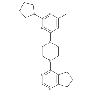 4-(4-{5H,6H,7H-cyclopenta[d]pyrimidin-4-yl}piperazin-1-yl)-6-methyl-2-(pyrrolidin-1-yl)pyrimidine结构式