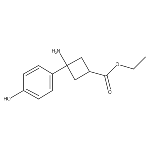 Ethyl 3-amino-3-(4-hydroxyphenyl)cyclobutane-1-carboxylate结构式