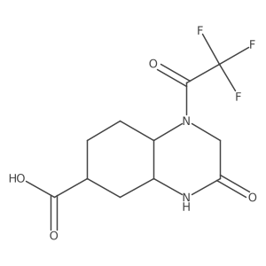 3-Oxo-1-(2,2,2-trifluoroacetyl)-decahydroquinoxaline-6-carboxylic acid结构式