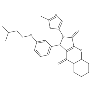 1-[3-(3-methylbutoxy)phenyl]-2-(5-methyl-1,3,4-thiadiazol-2-yl)-4a,5,6,7,8,8a-hexahydro-1H-chromeno[2,3-c]pyrrole-3,9-dione Structure