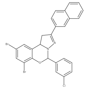 7,9-Dibromo-5-(3-chlorophenyl)-2-(2-naphthyl)-1,10b-dihydropyrazolo[1,5-c][1,3]benzoxazine结构式