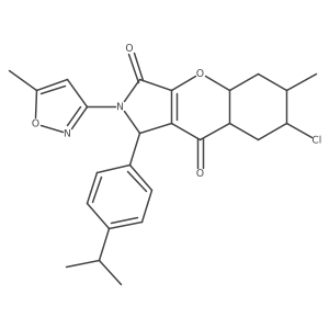 7-chloro-6-methyl-2-(5-methyl-1,2-oxazol-3-yl)-1-(4-propan-2-ylphenyl)-4a,5,6,7,8,8a-hexahydro-1H-chromeno[2,3-c]pyrrole-3,9-dione结构式