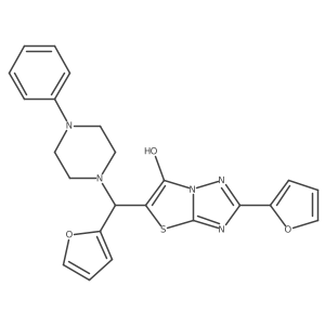 2-(Furan-2-yl)-5-(furan-2-yl(4-phenylpiperazin-1-yl)methyl)thiazolo[3,2-b][1,2,4]triazol-6-ol Structure