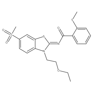 (E)-N-(3-(2-ethoxyethyl)-6-(methylsulfonyl)benzo[d]thiazol-2(3H)-ylidene)-2-(methylthio)benzamide结构式