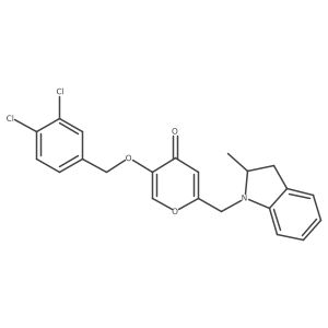 5-((3,4-dichlorobenzyl)oxy)-2-((2-methylindolin-1-yl)methyl)-4H-pyran-4-one结构式