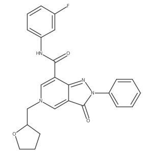 N-(3-fluorophenyl)-3-oxo-2-phenyl-5-((tetrahydrofuran-2-yl)methyl)-3,5-dihydro-2H-pyrazolo[4,3-c]pyridine-7-carboxamide结构式