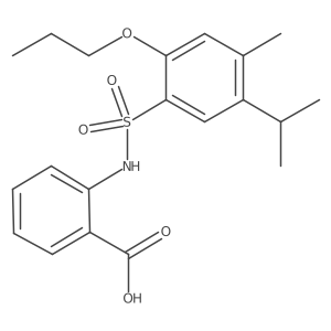 2-({[4-Methyl-5-(methylethyl)-2-propoxyphenyl]sulfonyl}amino)benzoic acid结构式