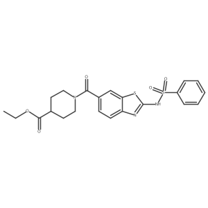 Ethyl 1-({2-[(phenylsulfonyl)amino]-1,3-benzothiazol-6-yl}carbonyl)-4-piperidinecarboxylate Structure