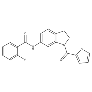 2-fluoro-N-(1-(thiophene-2-carbonyl)indolin-6-yl)benzamide结构式