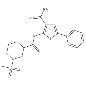 N-(3-carbamoyl-5-phenylthiophen-2-yl)-1-(methylsulfonyl)piperidine-3-carboxamide结构式