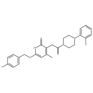 5-(2-(4-(2-chlorophenyl)piperazin-1-yl)-2-oxoethyl)-2-((4-fluorobenzyl)thio)-6-methylpyrimidin-4(3H)-one结构式