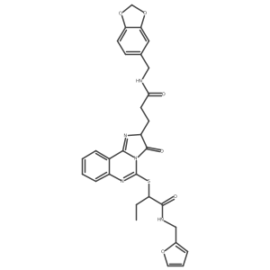 2-{[2-(2-{[(2H-1,3-benzodioxol-5-yl)methyl]carbamoyl}ethyl)-3-oxo-2H,3H-imidazo[1,2-c]quinazolin-5-yl]sulfanyl}-N-[(furan-2-yl)methyl]butanamide结构式