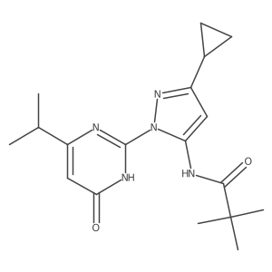N-(3-cyclopropyl-1-(4-isopropyl-6-oxo-1,6-dihydropyrimidin-2-yl)-1H-pyrazol-5-yl)pivalamide Structure