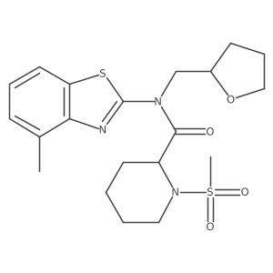 N-(4-methylbenzo[d]thiazol-2-yl)-1-(methylsulfonyl)-N-((tetrahydrofuran-2-yl)methyl)piperidine-2-carboxamide Structure