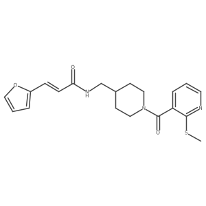 (E)-3-(furan-2-yl)-N-((1-(2-(methylthio)nicotinoyl)piperidin-4-yl)methyl)acrylamide结构式