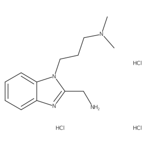 {1-[3-(dimethylamino)propyl]-1H-1,3-benzodiazol-2-yl}methanamine trihydrochloride Structure