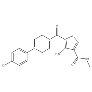 4-amino-5-(4-(4-chlorophenyl)piperazine-1-carbonyl)-N-methylisothiazole-3-carboxamide结构式