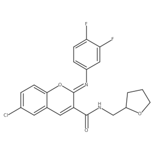 (2Z)-6-chloro-2-[(3,4-difluorophenyl)imino]-N-[(oxolan-2-yl)methyl]-2H-chromene-3-carboxamide结构式