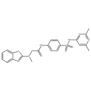 2-(benzo[d]thiazol-2-yl(methyl)amino)-N-(4-(N-(2,6-dimethylpyrimidin-4-yl)sulfamoyl)phenyl)acetamide结构式