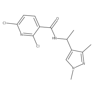 2,6-dichloro-N-[1-(1,3-dimethyl-1H-pyrazol-4-yl)ethyl]pyridine-3-carboxamide结构式
