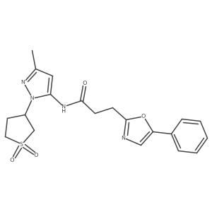 N-[1-(1,1-dioxidotetrahydrothiophen-3-yl)-3-methyl-1H-pyrazol-5-yl]-3-(5-phenyl-1,3-oxazol-2-yl)propanamide结构式