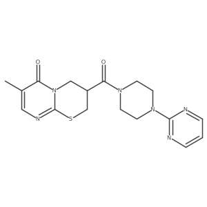 7-methyl-3-(4-(pyrimidin-2-yl)piperazine-1-carbonyl)-3,4-dihydropyrimido[2,1-b][1,3]thiazin-6(2H)-one结构式