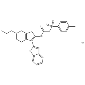 N-(3-(benzo[d]thiazol-2-yl)-6-propyl-4,5,6,7-tetrahydrothieno[2,3-c]pyridin-2-yl)-2-tosylacetamide hydrochloride Structure
