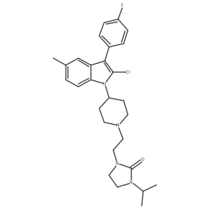 2-Imidazolidinone,1-[2-[4-[2-chloro-3-(4-fluorophenyl)-5-methyl-1h-indol-1-yl]-1-piperidinyl]ethyl]-3-(1-methylethyl)-结构式