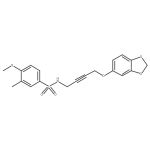 N-(4-(benzo[d][1,3]dioxol-5-yloxy)but-2-yn-1-yl)-4-methoxy-3-methylbenzenesulfonamide结构式
