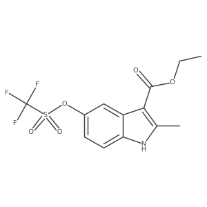 Ethyl 2-methyl-5-(((trifluoromethyl)-sulfonyl)-oxy)-1H-indole-3-carboxylate结构式