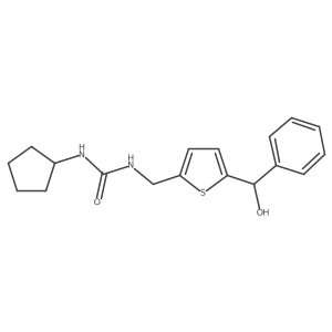 1-Cyclopentyl-3-((5-(hydroxy(phenyl)methyl)thiophen-2-yl)methyl)urea结构式