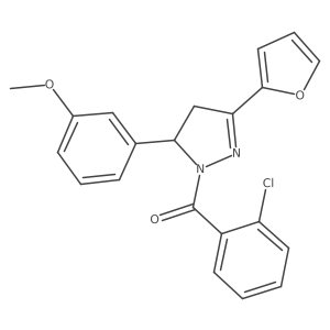 1-(2-chlorobenzoyl)-3-(furan-2-yl)-5-(3-methoxyphenyl)-4,5-dihydro-1H-pyrazole Structure