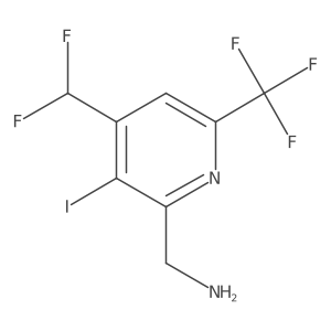 2-(Aminomethyl)-4-(difluoromethyl)-3-iodo-6-(trifluoromethyl)pyridine结构式